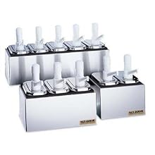 San Jamar P9715 Stainless Steel Condiment Pump Service Center with 5 Wells Black Jars, 24" Length x 7-7/8" Width x 12-1/2" Height
