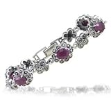 7.50 Cts Ruby & Marcasite Bracelet in Silver