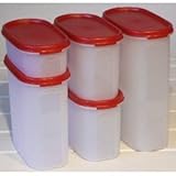 Tupperware Modular Mates Oval Set, Passion Red Seals