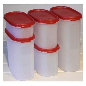 Tupperware Modular Mates Oval Set, Passion Red Seals by