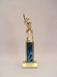 8 Inch Quick Ship Single Column Trophy: Male Softball Figure, Red Column (Includes Free Engraving)