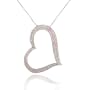 Pink cz Sterling Silver Large Floating Heart Pendant Valentine's Day Love