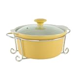 Mayfair & Jackson Round Porcelain Casserole with Vented Lid and Elegant Serving Rack