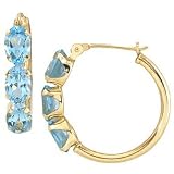 3 Oval Blue Topaz Hoop