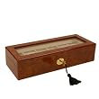 Watch Box for 6 Watches Burlwood Finish Window Gold Tone Hardware Lock and Key Watch Box for 6 Watches Burlwood Finish Window Gold Tone Hardware Lock and Key