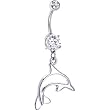Crystalline Gem Hollow Dolphin Belly Ring