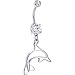 Crystalline Gem Hollow Dolphin Belly Ring