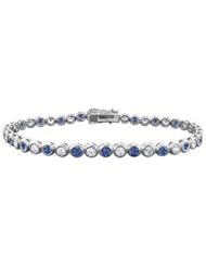Sapphire and Diamond Tennis Bracelet with 5.00 CT TGW on 18K White Gold