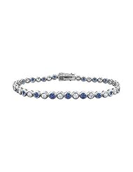 Sapphire and Diamond Tennis Bracelet 14K White Gold - 2.00 CT TGW