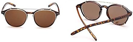 UV sunglasses tide retro fashion rivet double flip glasses sunglasses (Leopard box tea tablets)
