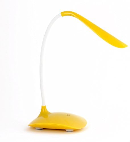 Portable Flexible Neck LED Light Table Desk Reading Lamp /touch Sensor 3-Level Adjustable Brightness book Light /Rechargeable Lithium battery /Energy Saving USB Charge LED Desk Lamp-Yellow