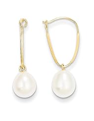 MadiK® 14k Yellow Gold 7mm Freshwater Cultured Pearl Dangle Earrings