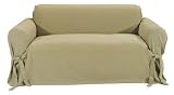 Classic Slipcovers Brushed Twill Loveseat Slipcover, Khaki