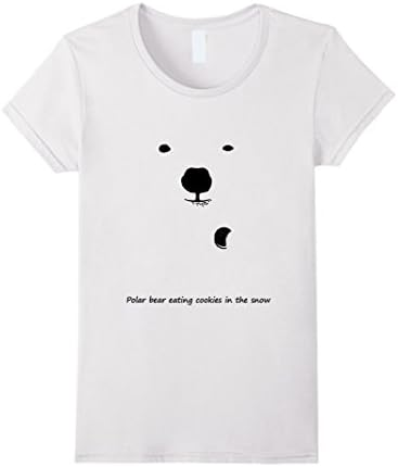 Women's TerraShirts: Polar Bear Eating Cookies T-Shirt Medium White