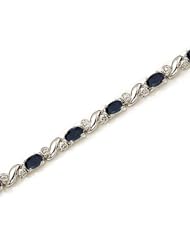 14k White Gold Natural Sapphire And Diamond Tennis Bracelet