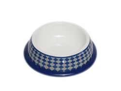 PawProof Small Designer Pet Bowls, University Collection, Checker Blue