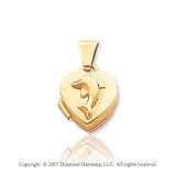 14k Yellow Gold Dolphin Heart Locket