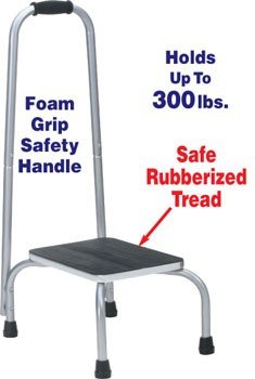 HANDY SINGLE STEP SUPPORT STOOL WITH SAFETY RAIL (BUILT FOR SAFETY AND SECURITY!)