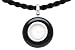 Black Agate and Diamond 14K White Gold Circle Pendant with Black Cord