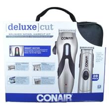 Return to product information   	 CONAIR Deluxe Cut Cord/Cordless Rechargeable Haircut 28 Piece Kit