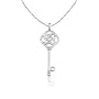 Choice of 10k White or Two-Tone Gold Knot Diamond Key Pendant ( 0.06 cttw, G-H color, I2 Clarity), 18"