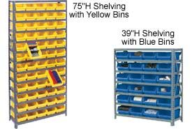 - Quantum Storage 60 Bin Shelf Unit - 12in. x 36in. x 75in. Rack Size, Yellow