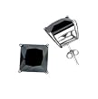 Sterling Silver Stud Earrings with Black CZ- Square Prong - 10 mm