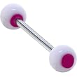 White Purple Panda Ball Barbell Tongue Ring