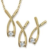 Diamond Wishbone Pendant & Earrings