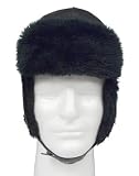 Black Trooper Hat With Fold Down Ear Flaps