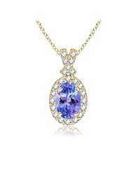2.8 ct Oval Tanzanite and Diamond Vintage Pendant Necklace