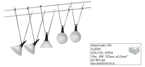Paulmann GLAS COMBI 100 Seilsystem (Halogen Deckenleuchte)