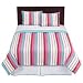 King Bed Comforter Set Colorful Pink Red Blue Green Stripes Shams Bedskirt