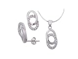 Sterling Silver Interlocked Ovals Necklace and Earring Set