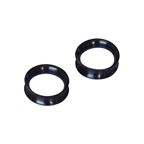 D&M Jewelry Pair Black Thin Silicone Flexible Ear Skin Tunnels Plugs Earlets Hollow Body Piercing 8g-1