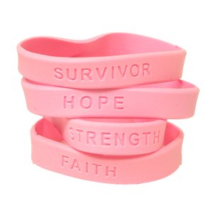 Breast Cancer Awareness Rubber Bracelet -Set of 4 Breast Cancer Awareness Rubber Bracelet -Set of 4