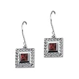 14K White Gold Chatham Created Ruby and Diamond Earrings