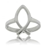 Sterling Silver Ichthus Fish Ring Plain Polished