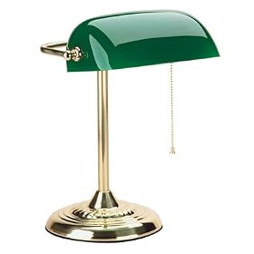 Bankers Lamp, 14 High, Polished Brass Base Green Shade, 72 Cord, UL Listed CEB20005 by