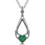 Green Agate Claddagh Pendant Sterling Silver W/O Crown