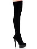 Platform High Heel Black Velvet Stocking Gaga Boot - 12