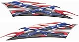Reflective Rebel / Confederate Flag Motorcycle Gas Tank Flame Decals