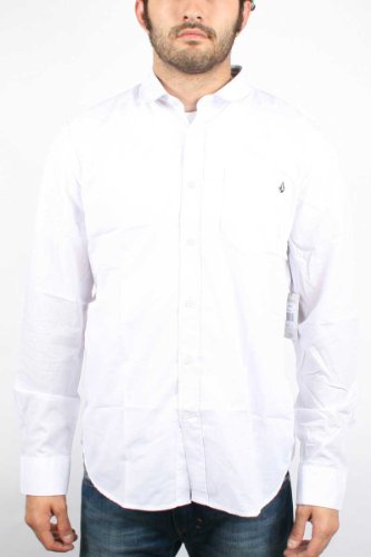 Volcom+Men%27s+Ex+Factor+Solid+Long+Sleeve+Shirt%2C+White%2C+Large