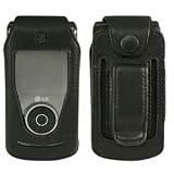 OEM Verizon Brand Lambskin Black Leather Case Cover Protector in Verizon Retail Packaging for LG Chocolate 3 III VX8560