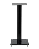 1 Paar Boxenständer V1 Black-Line aus Glas / Alu mit Spikes, 1 Säule, mit Kabelkanal
