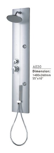 BathApp Aluminum Alloy Shower Panel Tower Overhead Rainfall with 2 Powerful ABS Massage Jets (Model BAA020)