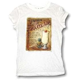Pina Colada Recipie Distressed Logo Women's Babydoll T Shirt Small thru XL in 4 Colors