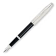 Cross Century II Sterling Silver/Black Lacquer Fountain Pen with Silver Plated Appointments and 18 Karat Gold/Rhodium Plated Nib