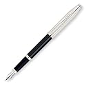 Cross Century II Sterling Silver/Black Lacquer Fountain Pen with Silver Plated Appointments and 18 Karat Gold/Rhodium Plated Nib