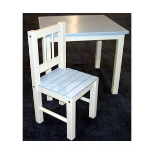 Lipper International 513BL Child’s Table and 2-Chair Set, Blue and White